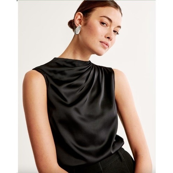 Abercrombie & Fitch Tops - Abercrombie & Fitch Satin High-Neck Draped Cowl Top Whimsigoth Blouse | Size S